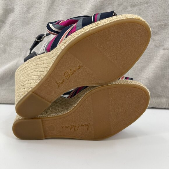 Sam Edelman Aubrey Wedge Espadrille Striped Textile Ankle Strap Sandal NWOT - Picture 8 of 10